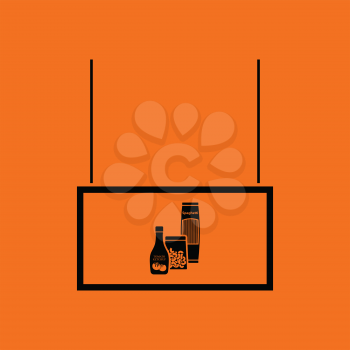 Grocery market department icon. Orange background with black. Vector illustration.