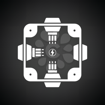 Electrical  junction box icon. Black background with white. Vector illustration.