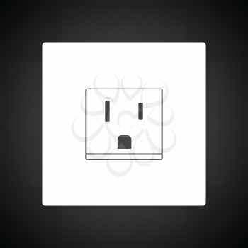 USA electrical socket icon. Black background with white. Vector illustration.