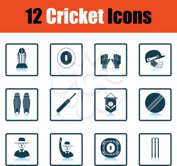 Cricket icon set. Shadow reflection design. Vector illustration.