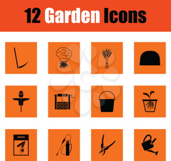 Set of gardening icons. Orange design. Vector illustration.
