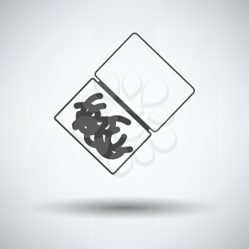 Icon of worm container on gray background, round shadow. Vector illustration.