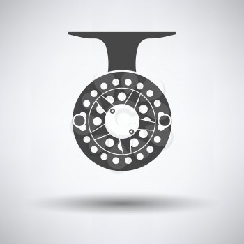 Icon of Fishing reel  on gray background, round shadow. Vector illustration.