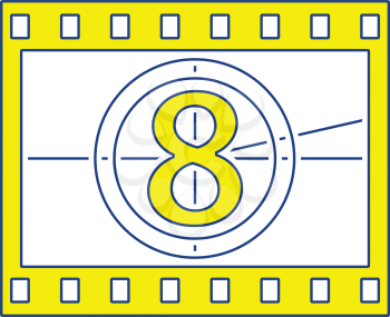Movie frame with countdown icon. Thin line design. Vector illustration.