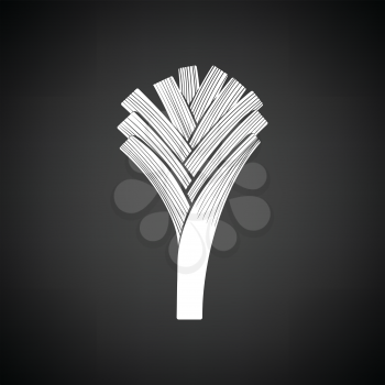 Leek onion  icon. Black background with white. Vector illustration.