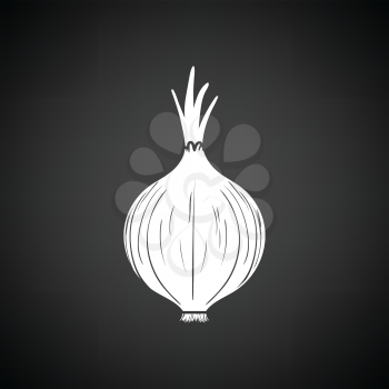 Onion icon. Black background with white. Vector illustration.