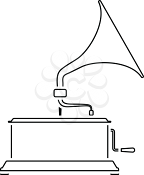 Gramophone icon. Thin line design. Vector illustration.