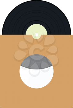 Vinyl record in envelope icon. Flat color design. Vector illustration.