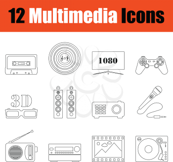 Set of multimedia icons. Thin Line design. Vector illustration.