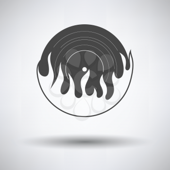 Flame vinyl icon on gray background, round shadow. Vector illustration.