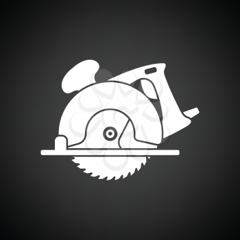 Circular saw icon. Black background with white. Vector illustration.