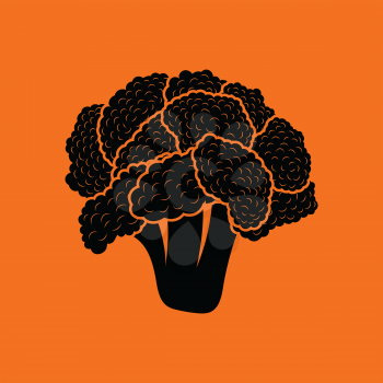 Cauliflower icon. Orange background with black. Vector illustration.