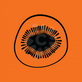 Icon of Kiwi. Orange background with black. Vector illustration.
