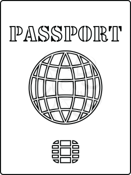 Icon of passport with chip. Thin line design. Vector illustration.