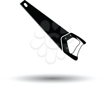 Hand saw icon. White background with shadow design. Vector illustration.