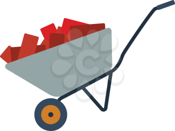 Icon of construction cart . Flat color design. Vector illustration.