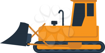 Icon of Construction bulldozer. Flat color design. Vector illustration.