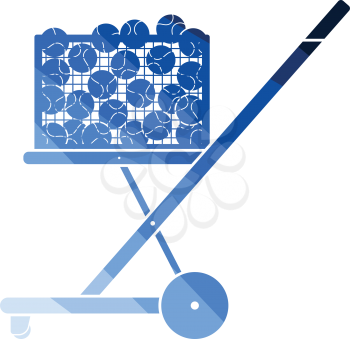 Tennis cart ball icon. Flat color design. Vector illustration.