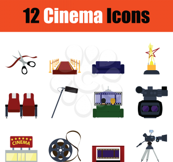 Cinema icon set. Color  design. Vector illustration.