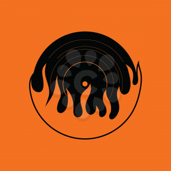 Flame vinyl icon. Orange background with black. Vector illustration.