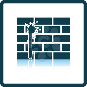 Blood On Brick Wall Icon. Square Shadow Reflection Design. Vector Illustration.
