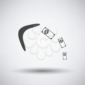 Cashback Boomerang Icon. Dark Gray on Gray Background With Round Shadow. Vector Illustration.