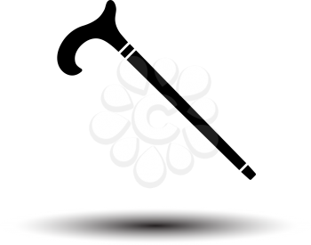 Walking Stick Icon. Black on White Background With Shadow. Vector Illustration.