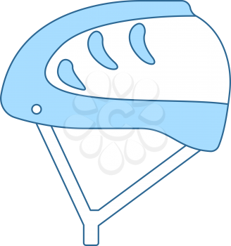 Climbing Helmet Icon. Thin Line With Blue Fill Design. Vector Illustration.