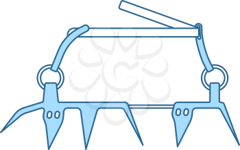 Alpinist Crampon Icon. Thin Line With Blue Fill Design. Vector Illustration.