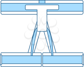 Alpinist Belay Belt Icon. Thin Line With Blue Fill Design. Vector Illustration.