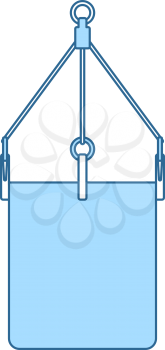 Alpinist Bucket Icon. Thin Line With Blue Fill Design. Vector Illustration.
