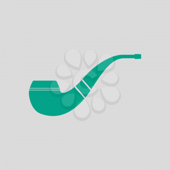 Smoking Pipe Icon. Green on Gray Background. Vector Illustration.