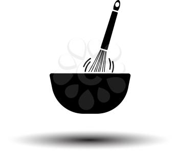 Corolla Mixing In Bowl Icon. Black on White Background With Shadow. Vector Illustration.