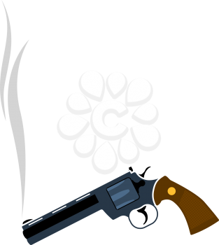 Smoking Revolver Icon. Flat Color Design. Vector Illustration.