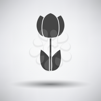 Spring Flower Icon. Dark Gray on Gray Background With Round Shadow. Vector Illustration.