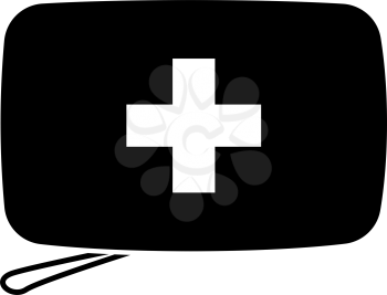Alpinist First Aid Kit Icon. Black on Orange Background. Vector Illustration.