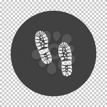 Boot Print Icon. Subtract Stencil Design on Tranparency Grid. Vector Illustration.