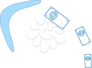 Cashback Boomerang Icon. Thin Line With Blue Fill Design. Vector Illustration.