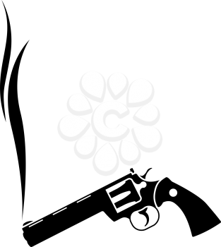 Smoking Revolver Icon. Black Stencil Design. Vector Illustration.