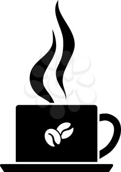 Smoking Cofee Cup Icon. Black Stencil Design. Vector Illustration.