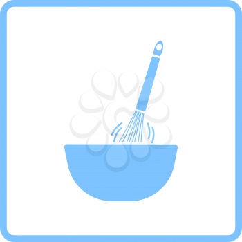 Corolla Mixing In Bowl Icon. Blue Frame Design. Vector Illustration.