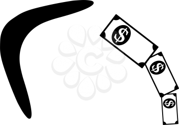 Cashback Boomerang Icon. Black Glyph Design. Vector Illustration.