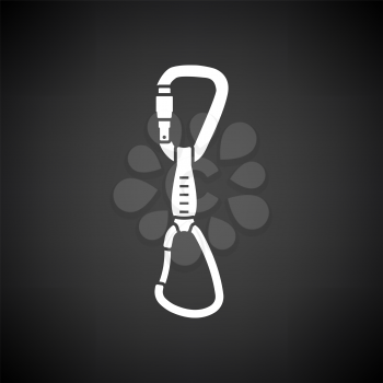 Alpinist Quickdraw Icon. White on Black Background. Vector Illustration.