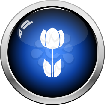 Spring Flower Icon. Glossy Button Design. Vector Illustration.