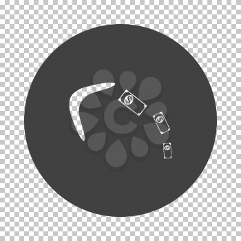 Cashback Boomerang Icon. Subtract Stencil Design on Tranparency Grid. Vector Illustration.