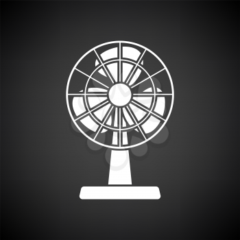 Electric Fan Icon. White on Black Background. Vector Illustration.