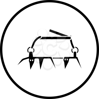 Alpinist Crampon Icon. Thin Circle Stencil Design. Vector Illustration.