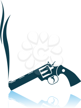 Smoking Revolver Icon. Shadow Reflection Design. Vector Illustration.