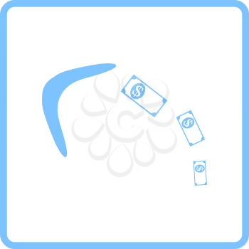 Cashback Boomerang Icon. Blue Frame Design. Vector Illustration.