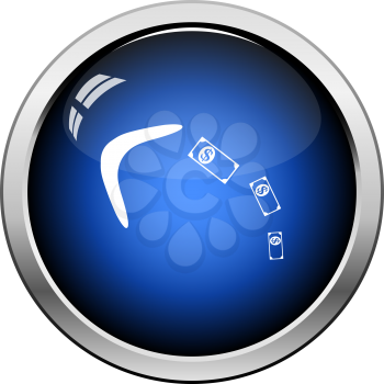 Cashback Boomerang Icon. Glossy Button Design. Vector Illustration.